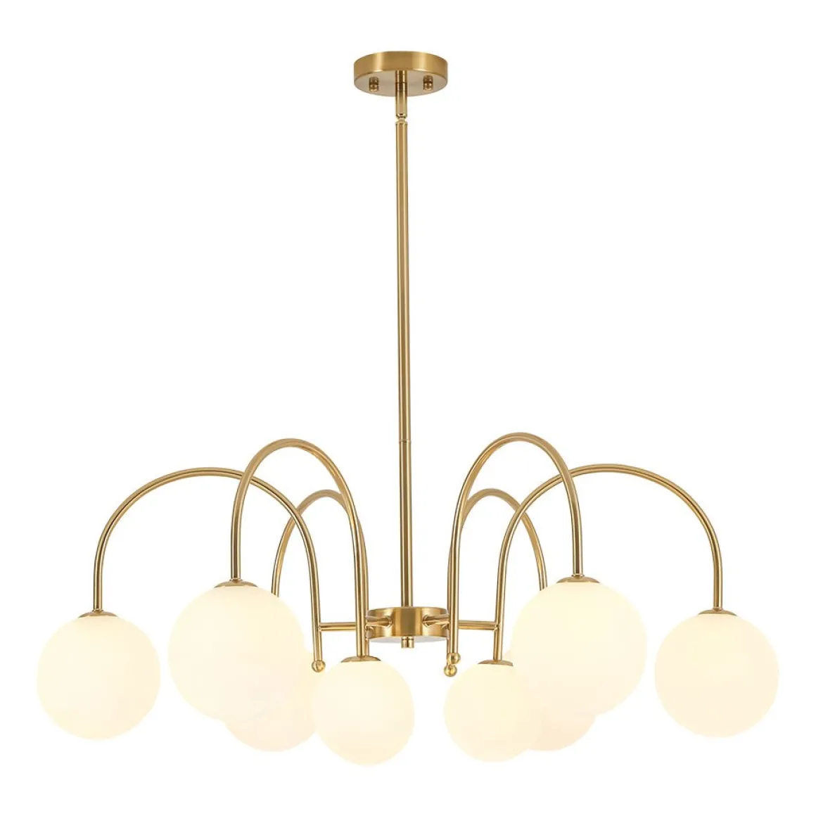9-Light Goose Arm Opal Glass Bubble Tiered Chandelier
