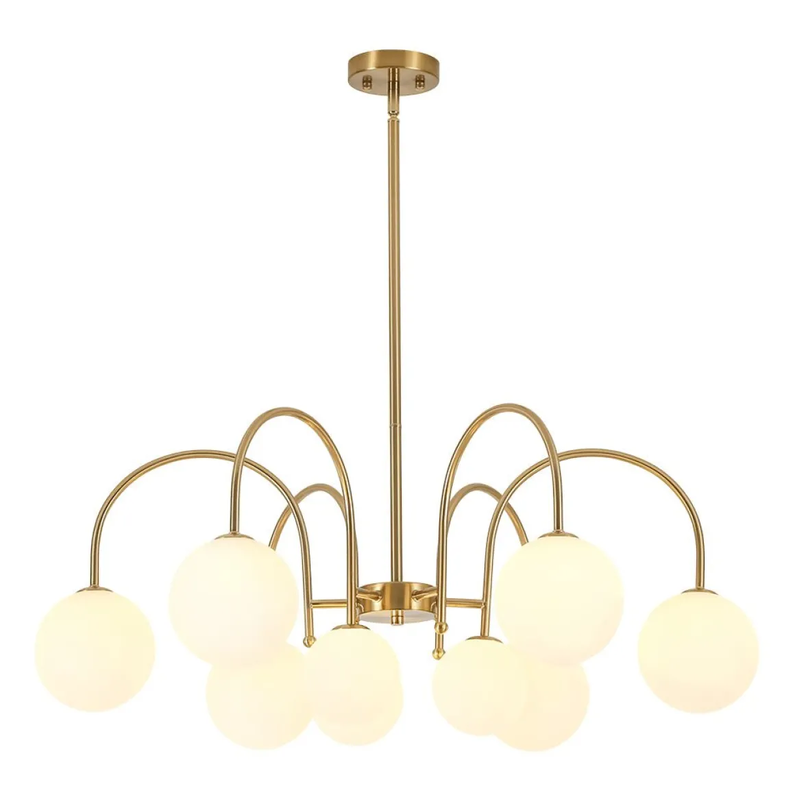 9-Light Goose Arm Opal Glass Bubble Tiered Chandelier