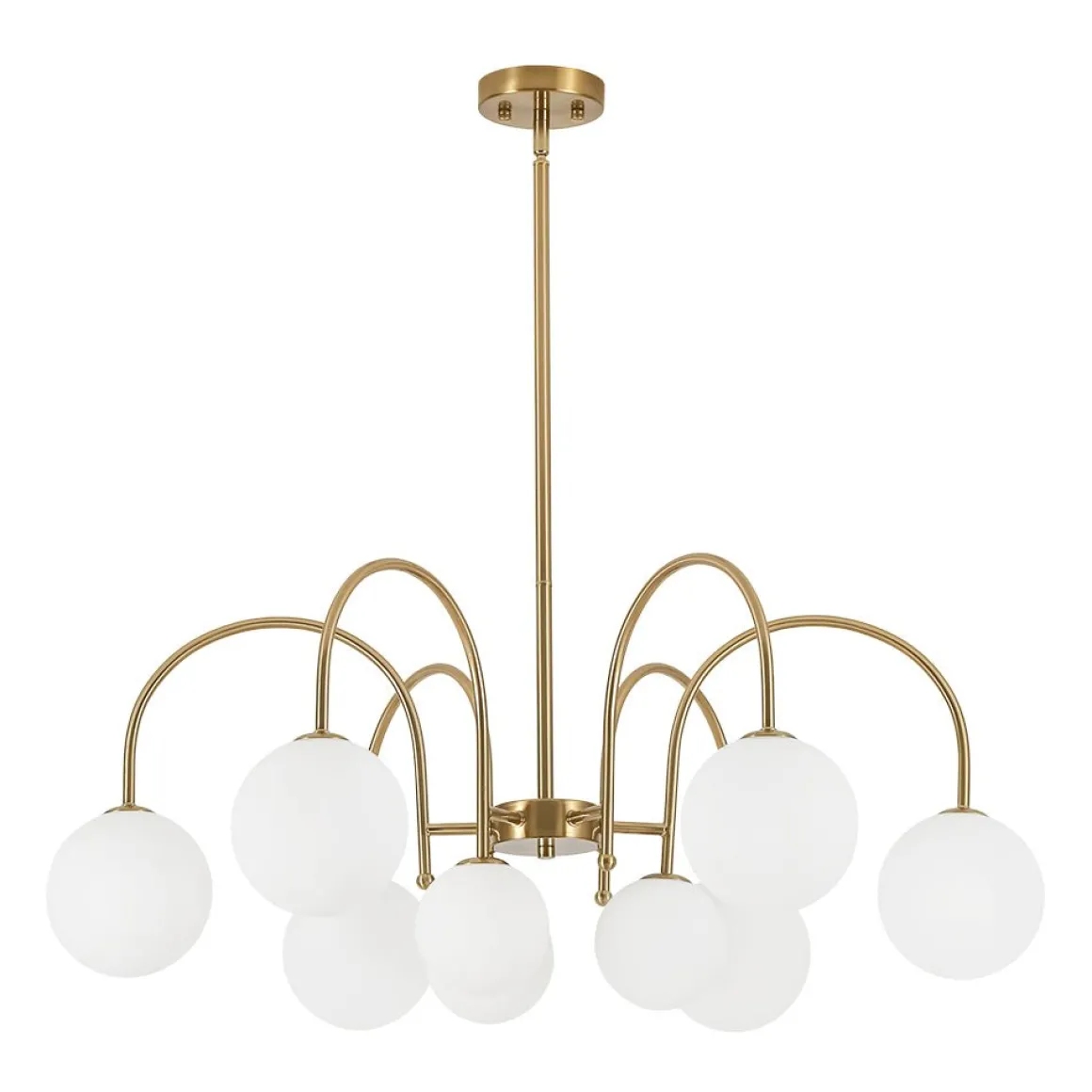 9-Light Goose Arm Opal Glass Bubble Tiered Chandelier