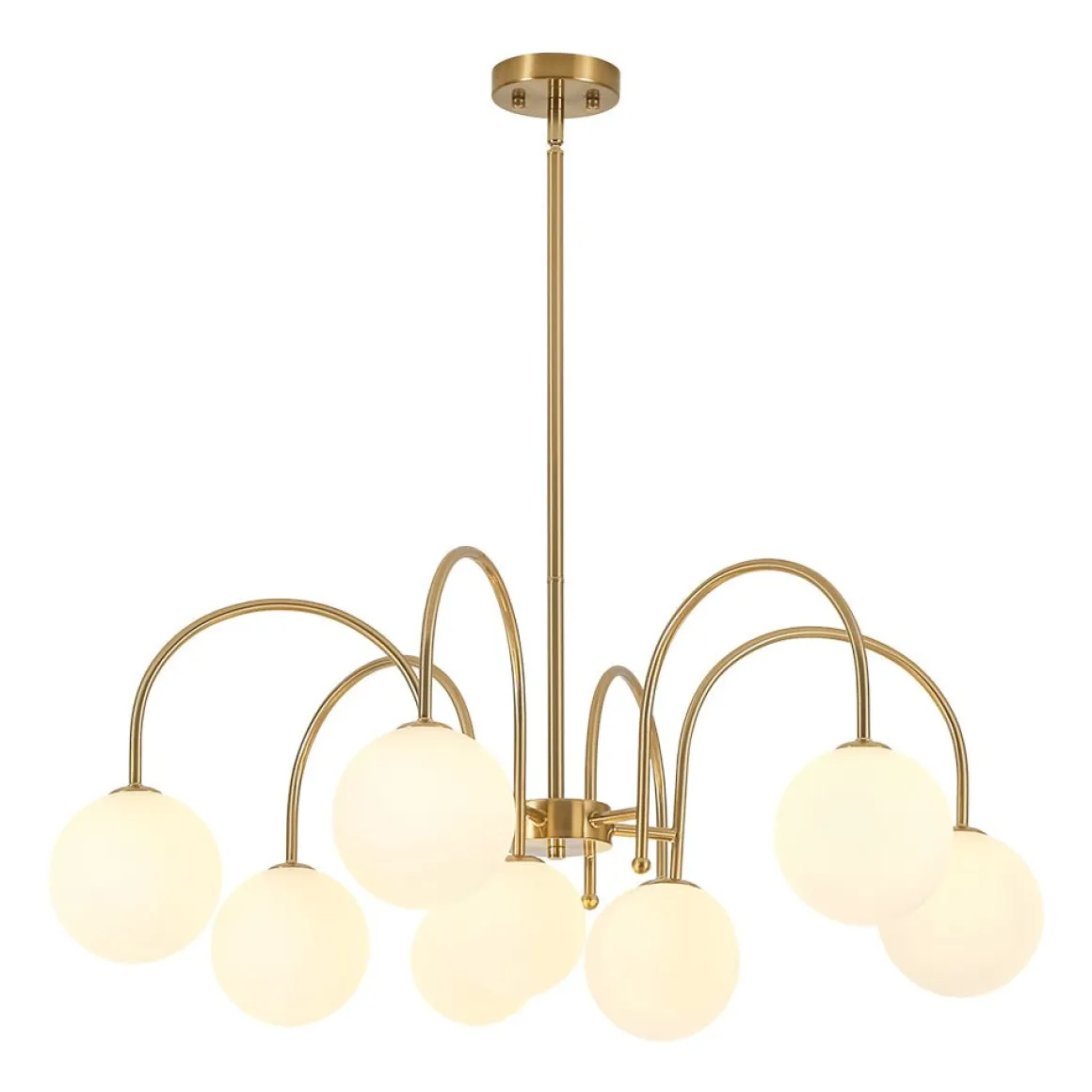 9-Light Goose Arm Opal Glass Bubble Tiered Chandelier