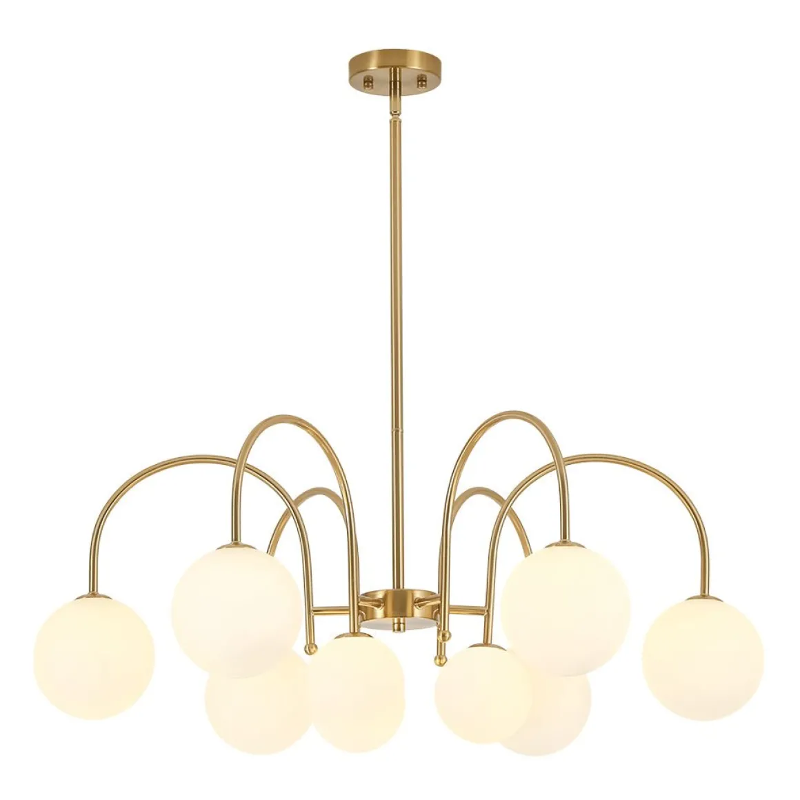 9-Light Goose Arm Opal Glass Bubble Tiered Chandelier