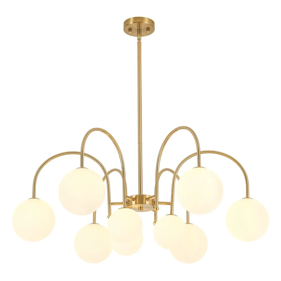 9-Light Goose Arm Opal Glass Bubble Tiered Chandelier