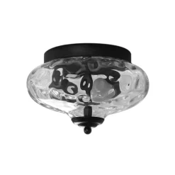 2-light Hammered Glass Flush Mount Ceiling Light