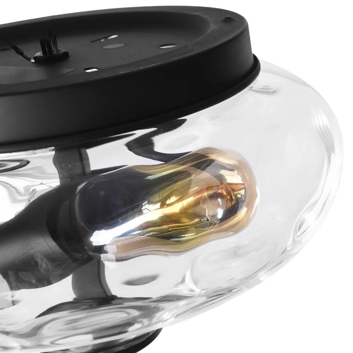 2-light Industrial Glass Flush Mount Light