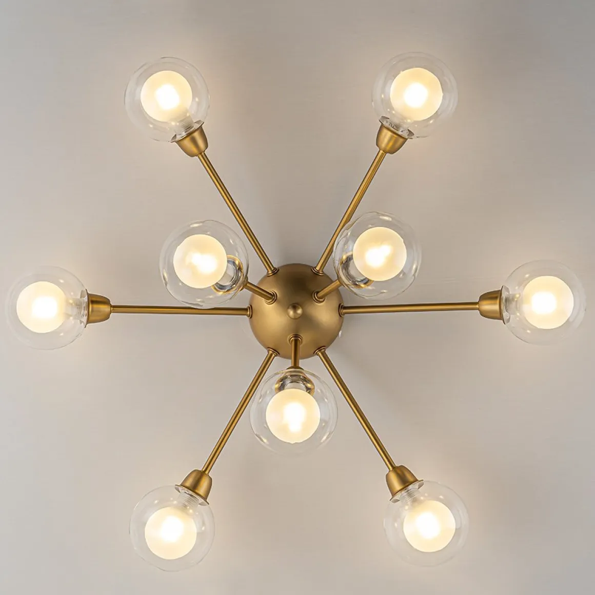 9-Light Layered Glass Bubble Sputnik Semi Flush Chandelier