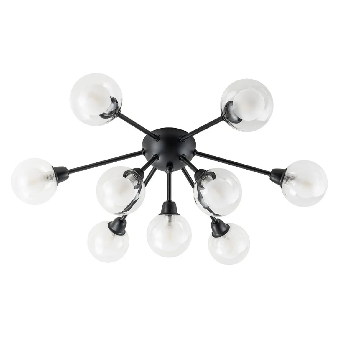 9-Light Layered Glass Bubble Sputnik Semi Flush Chandelier
