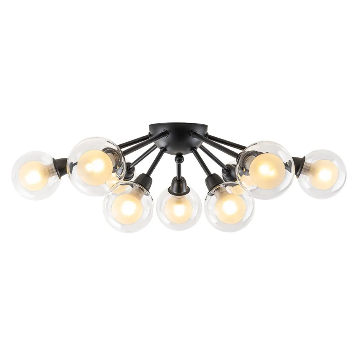 9-Light Layered Glass Bubble Sputnik Semi Flush Chandelier