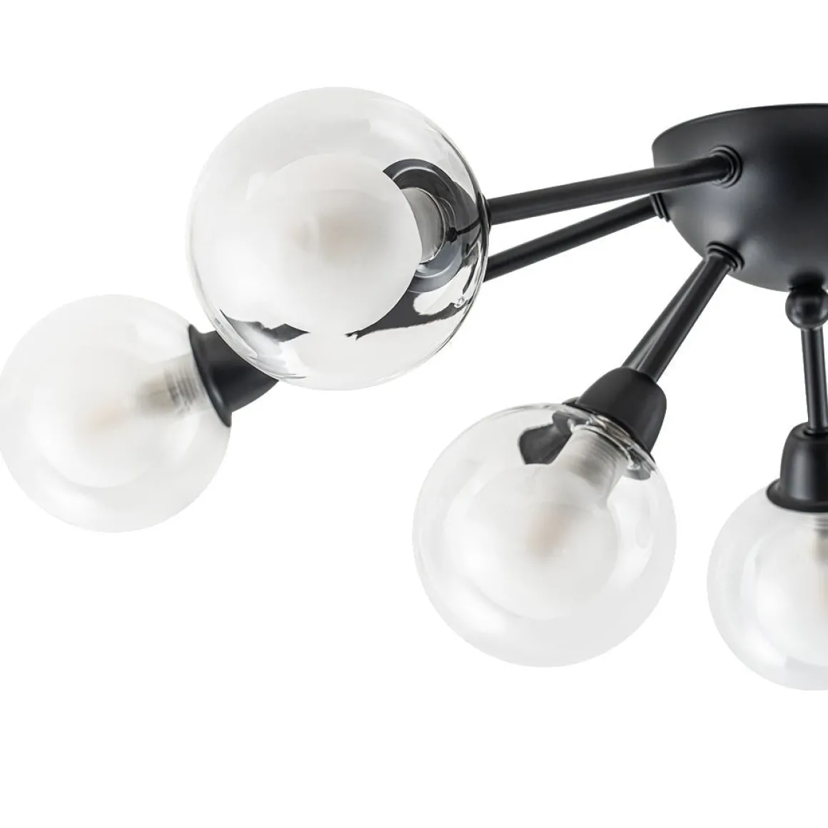 9-Light Layered Glass Bubble Sputnik Semi Flush Chandelier