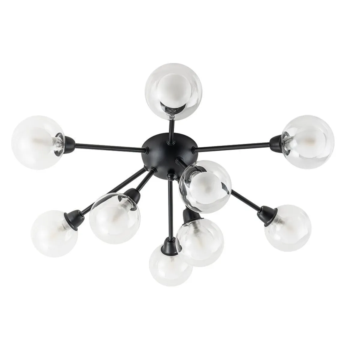 9-Light Layered Glass Bubble Sputnik Semi Flush Chandelier
