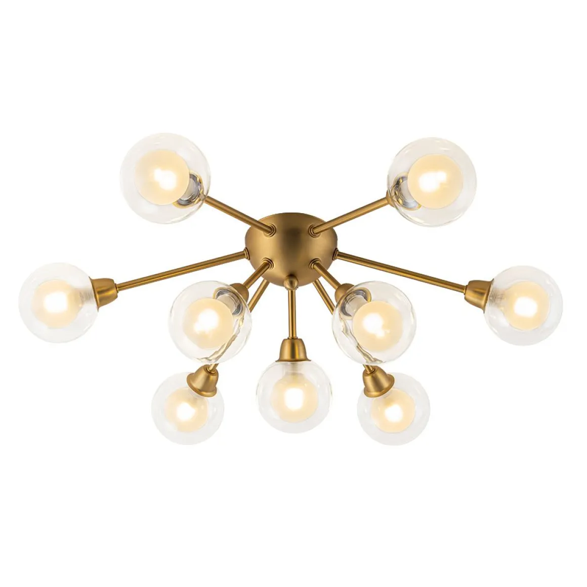 9-Light Layered Glass Bubble Sputnik Semi Flush Chandelier