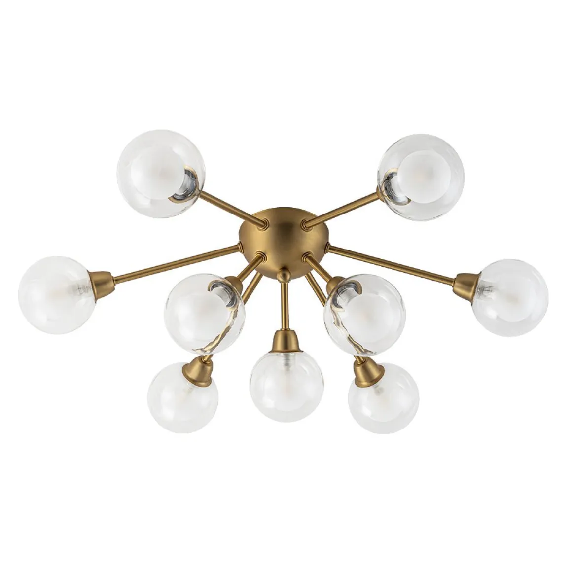 9-Light Layered Glass Bubble Sputnik Semi Flush Chandelier