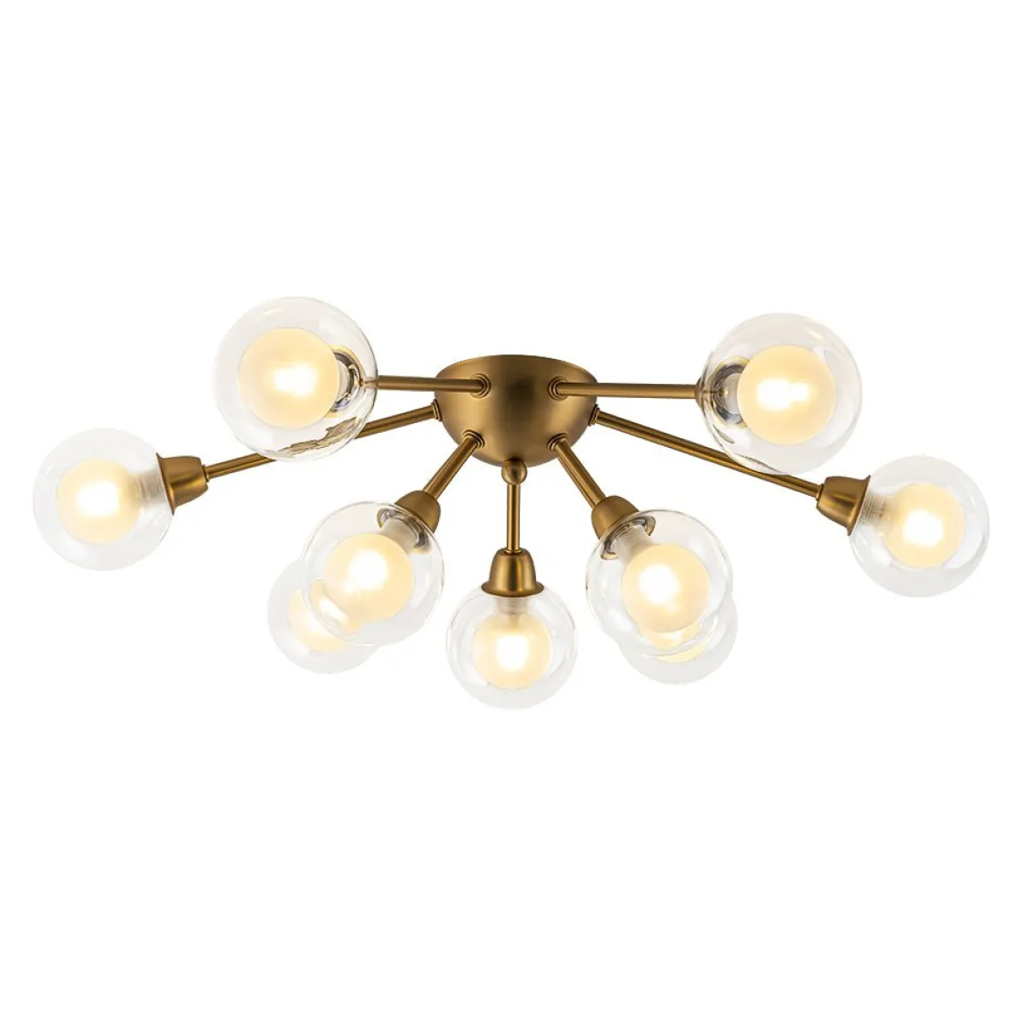 9-Light Layered Glass Bubble Sputnik Semi Flush Chandelier