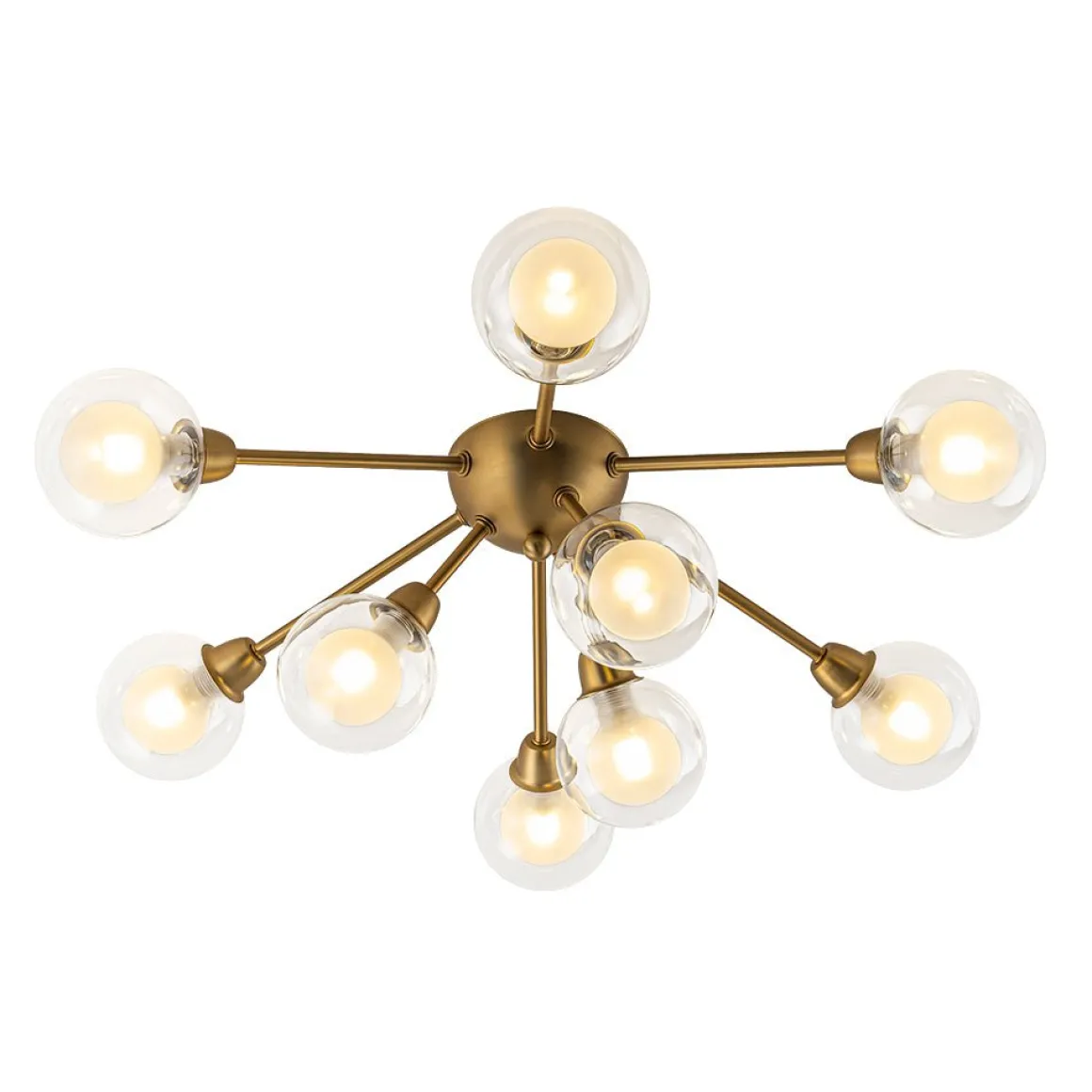 9-Light Layered Glass Bubble Sputnik Semi Flush Chandelier