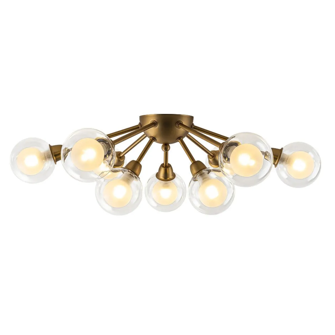 9-Light Layered Glass Bubble Sputnik Semi Flush Chandelier