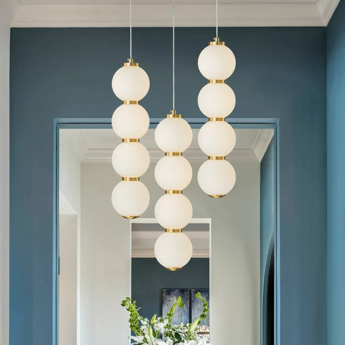 4-Light LED Frosted Glass Strand Globe Pendant Light