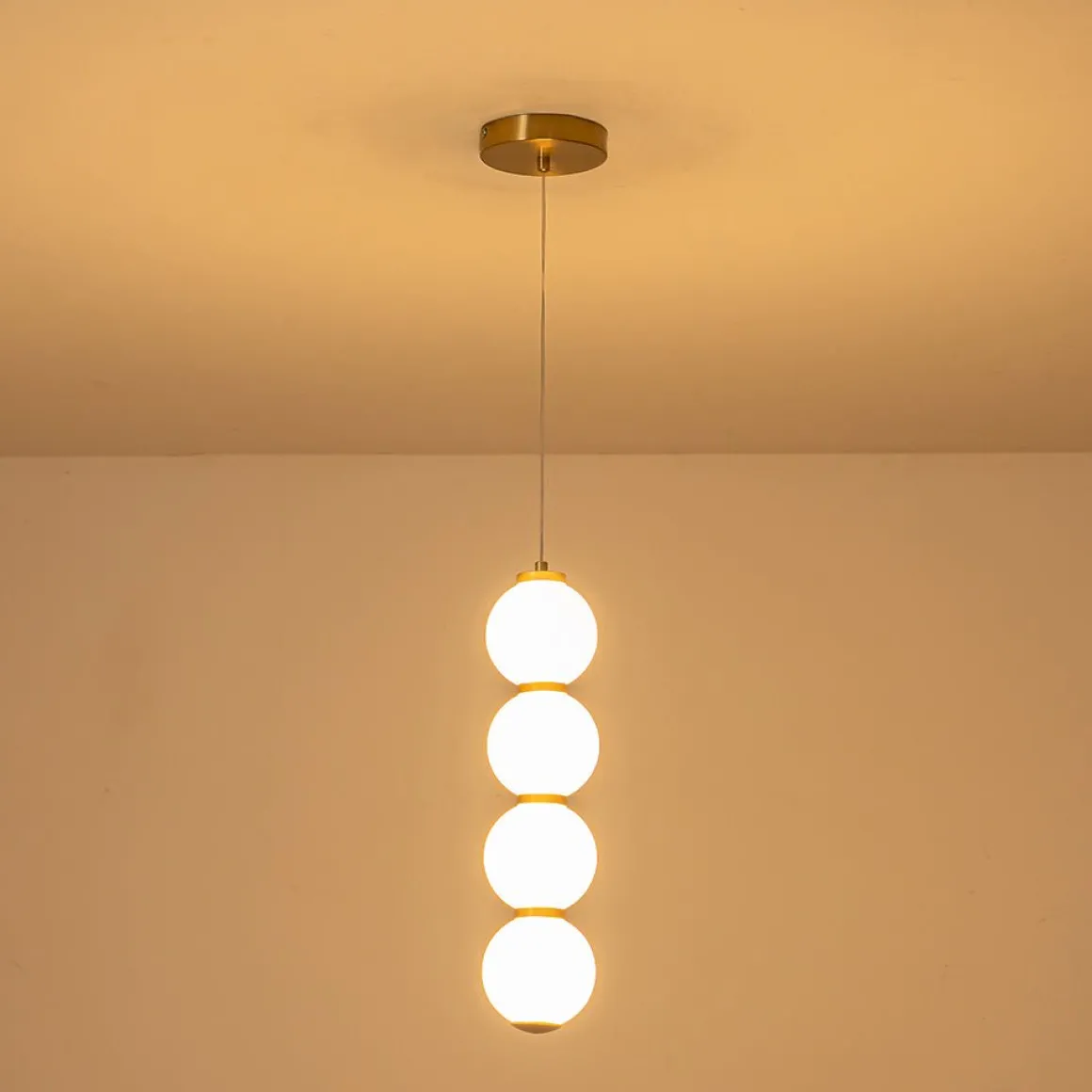 4-Light LED Frosted Glass Strand Globe Pendant Light