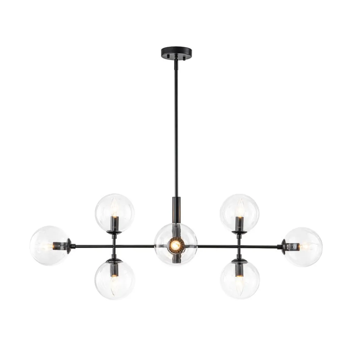 8-Light Linear Sputnik Clear Glass Bubble Chandelier