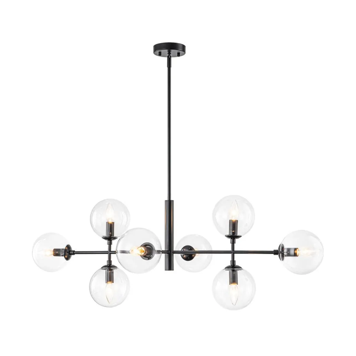 8-Light Linear Sputnik Clear Glass Bubble Chandelier