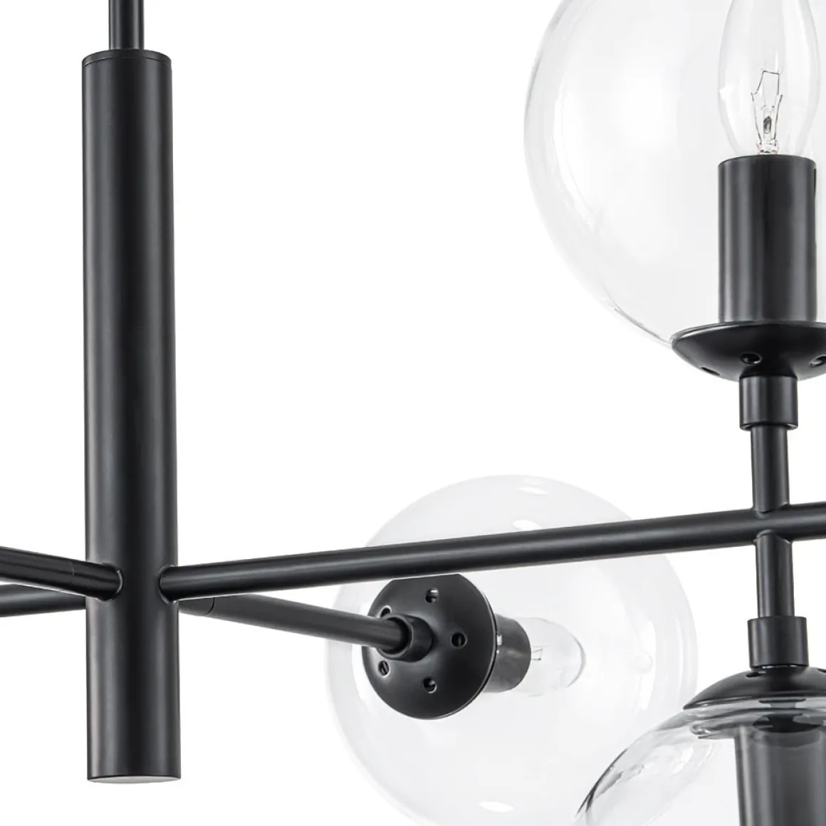8-Light Linear Sputnik Clear Glass Bubble Chandelier