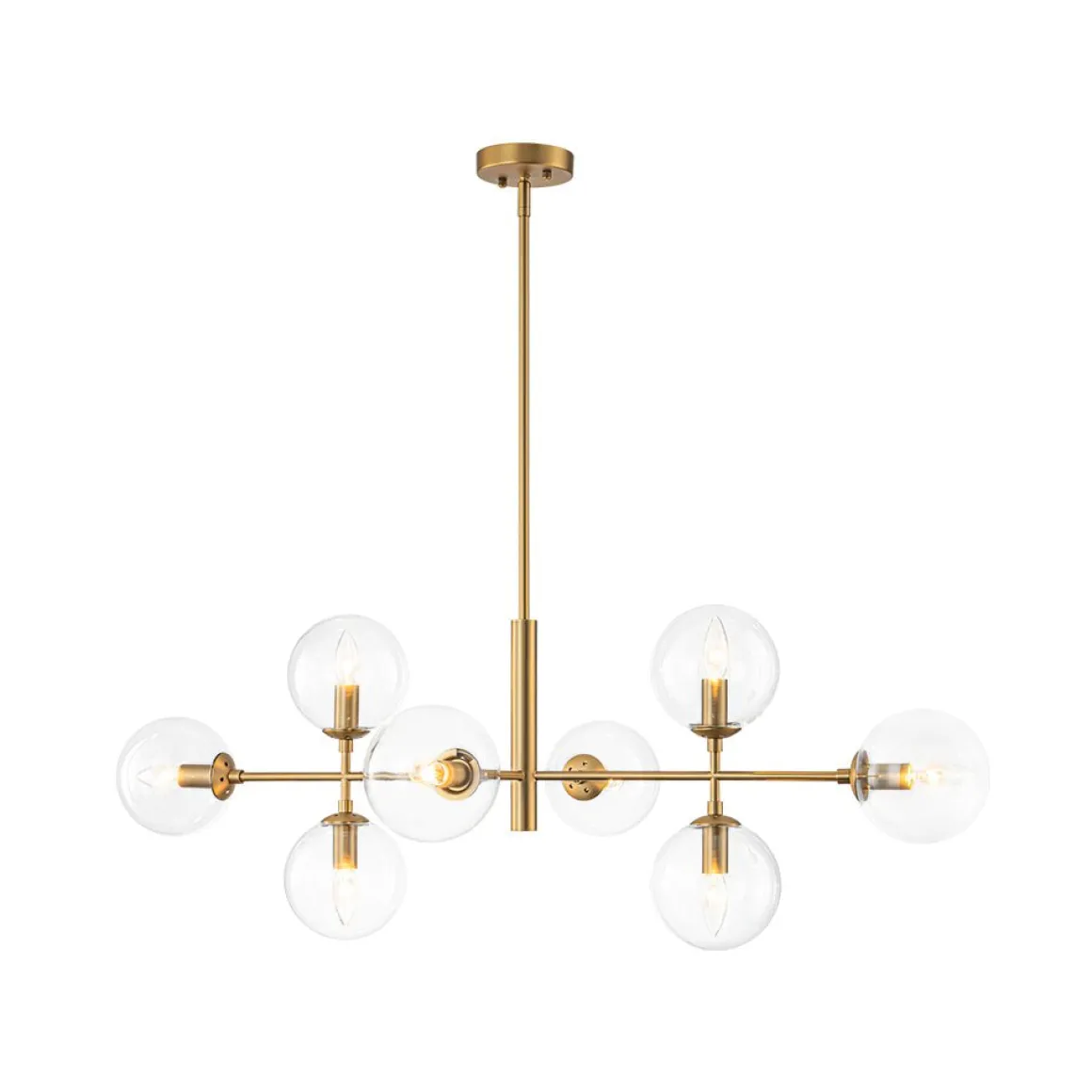 8-Light Linear Sputnik Clear Glass Bubble Chandelier