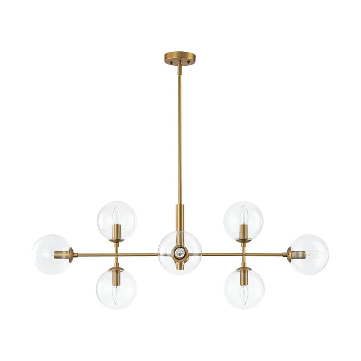 8-Light Linear Sputnik Clear Glass Bubble Chandelier