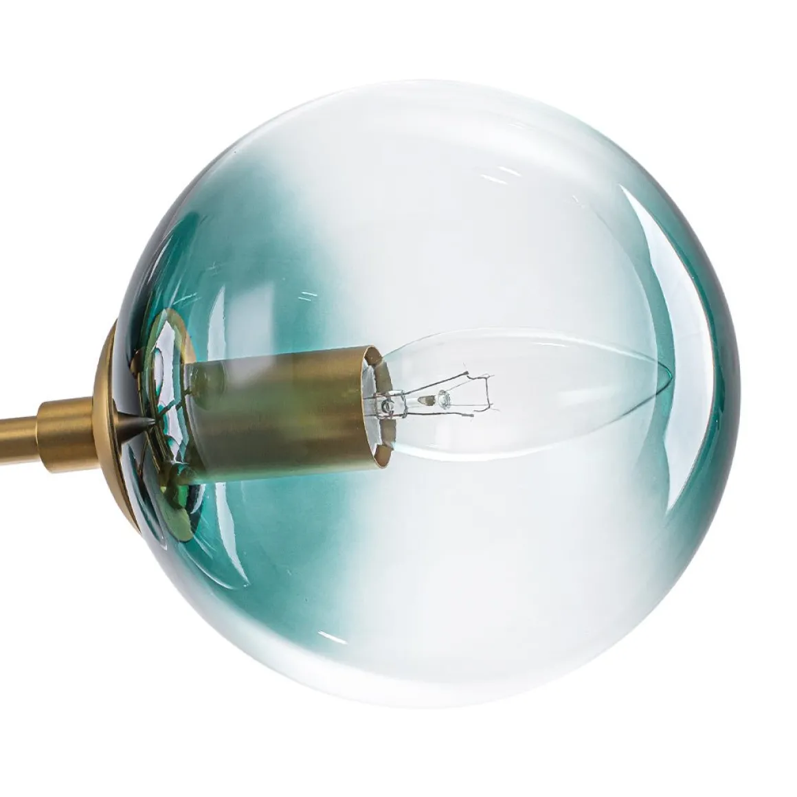 8-Light Linear Sputnik Tinted Blue Glass Bubble Chandelier