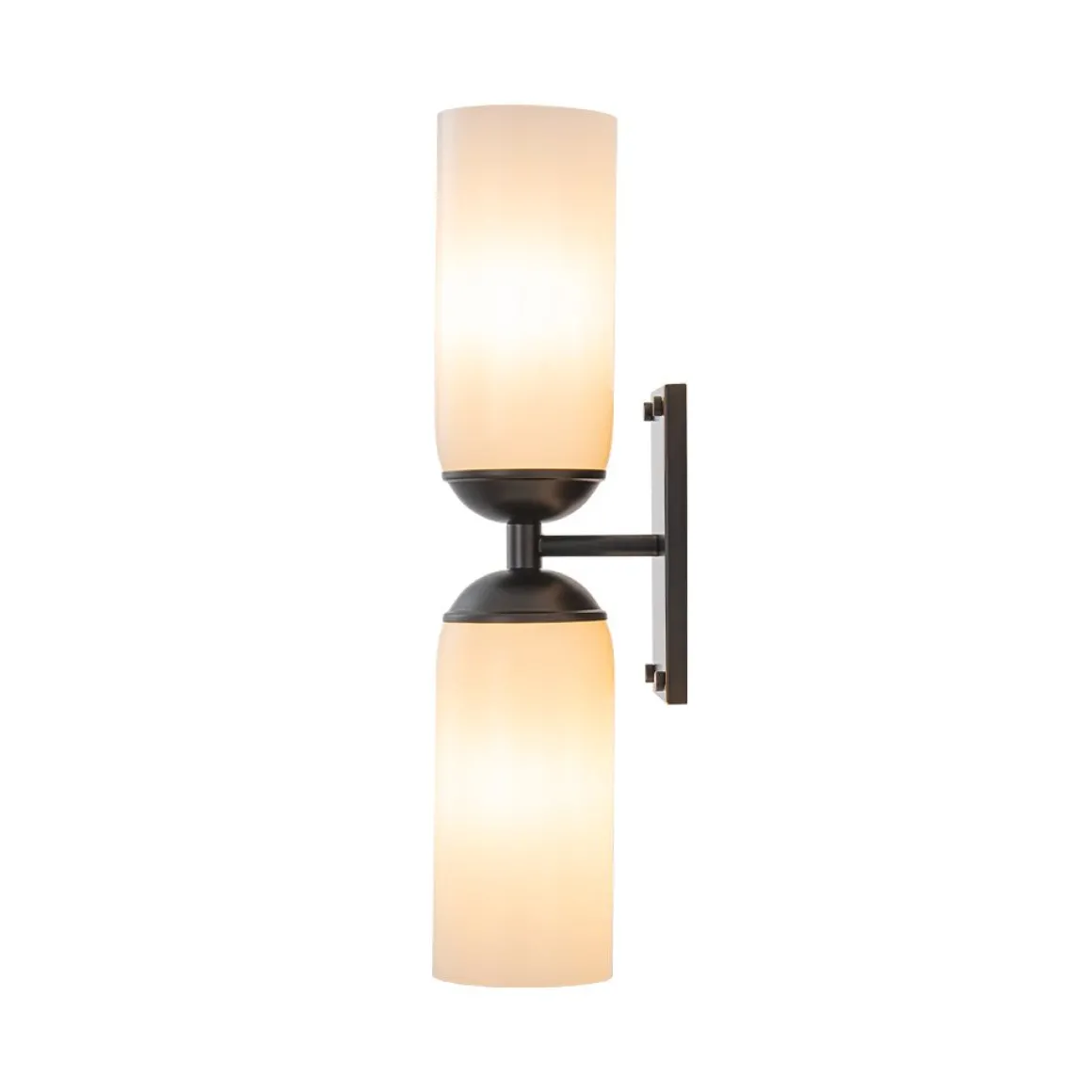2-Light Milky White Glass Cylinder Vanity Wall Sconce