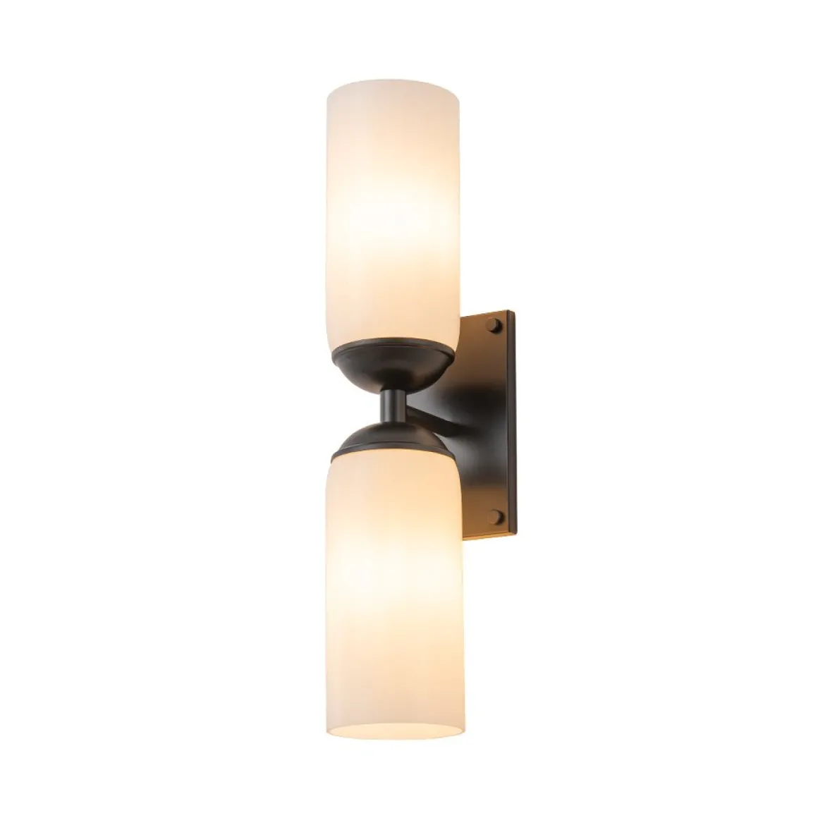 2-Light Milky White Glass Cylinder Vanity Wall Sconce