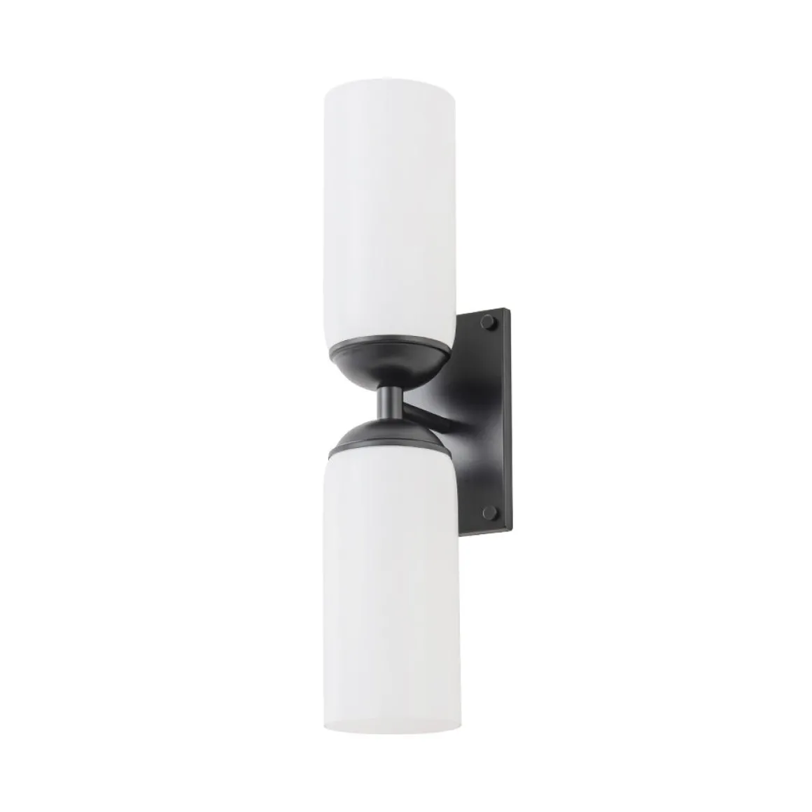 2-Light Milky White Glass Cylinder Vanity Wall Sconce