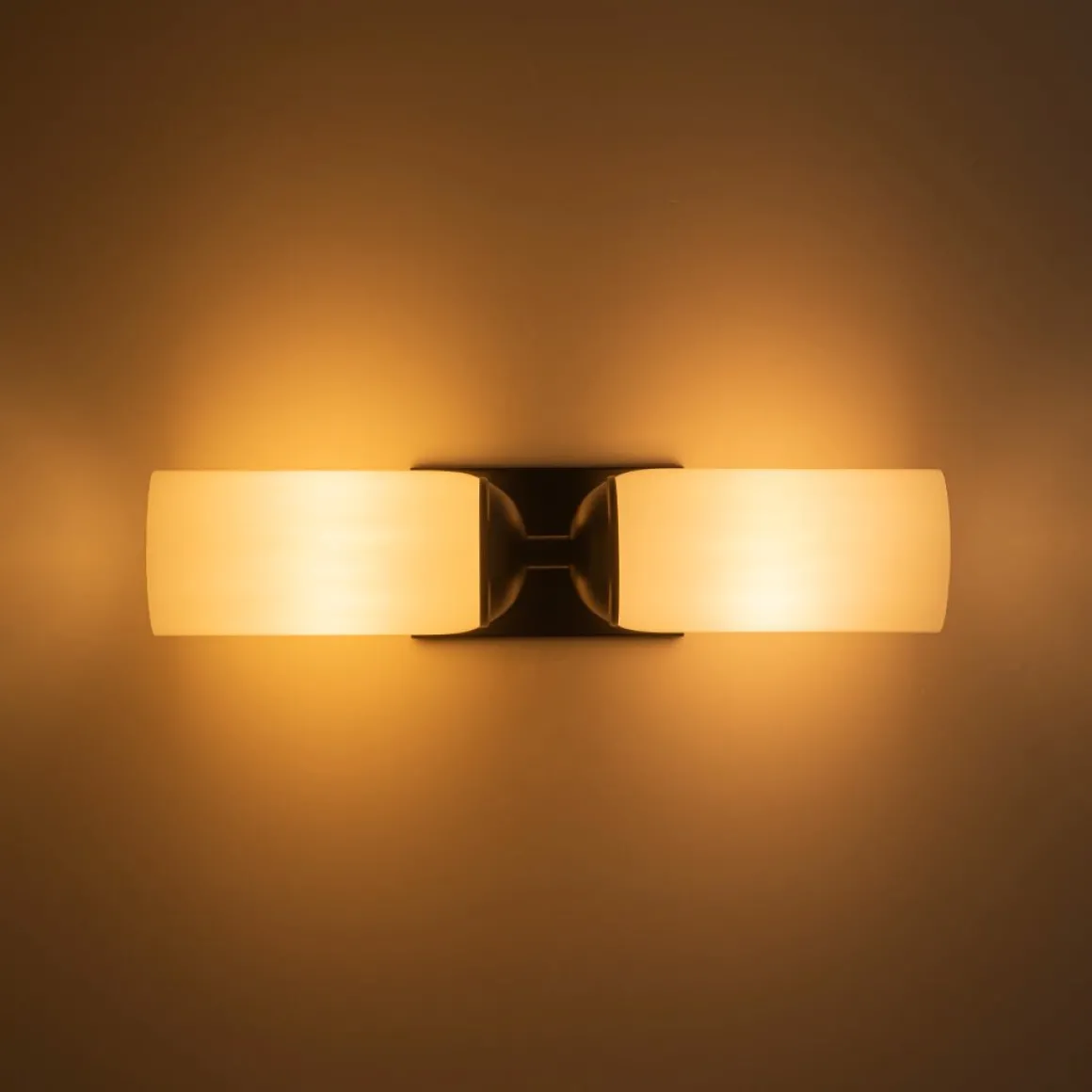 2-Light Milky White Glass Cylinder Vanity Wall Sconce