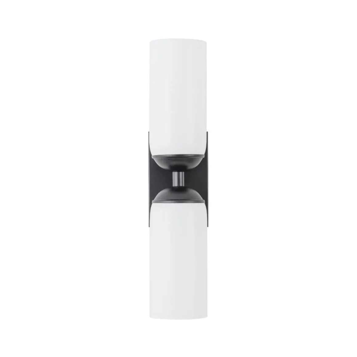 2-Light Milky White Glass Cylinder Vanity Wall Sconce