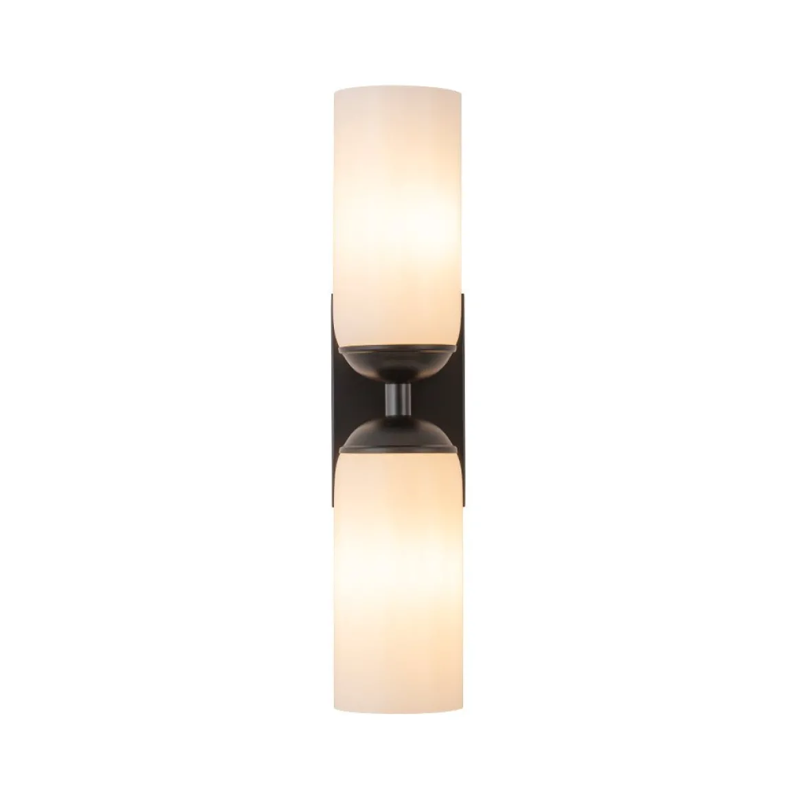 2-Light Milky White Glass Cylinder Vanity Wall Sconce