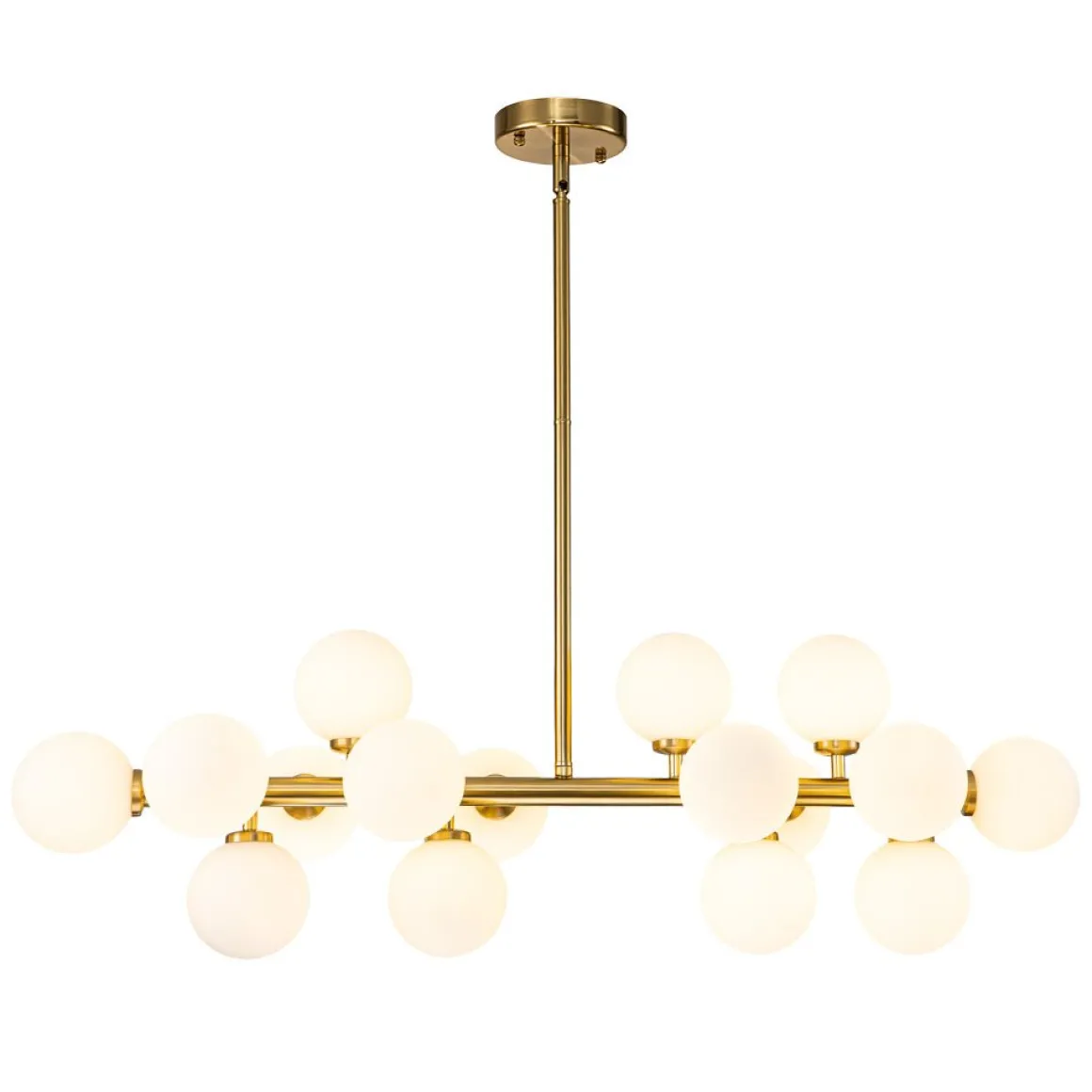 16-Light Milky White Glass Globe Linear Sputnik Chandelier