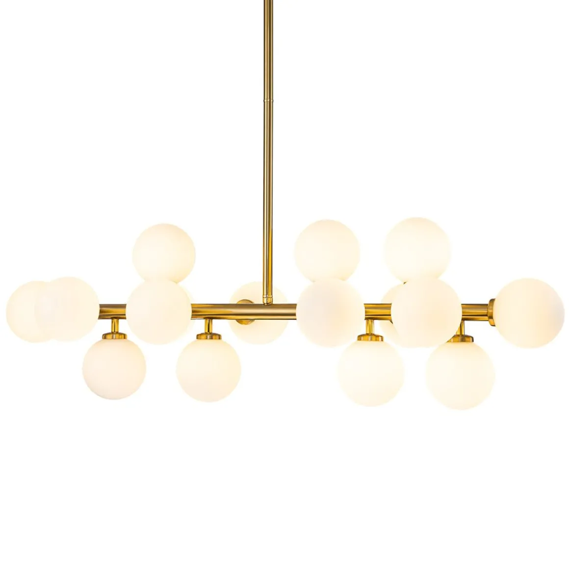 16-Light Milky White Glass Globe Linear Sputnik Chandelier