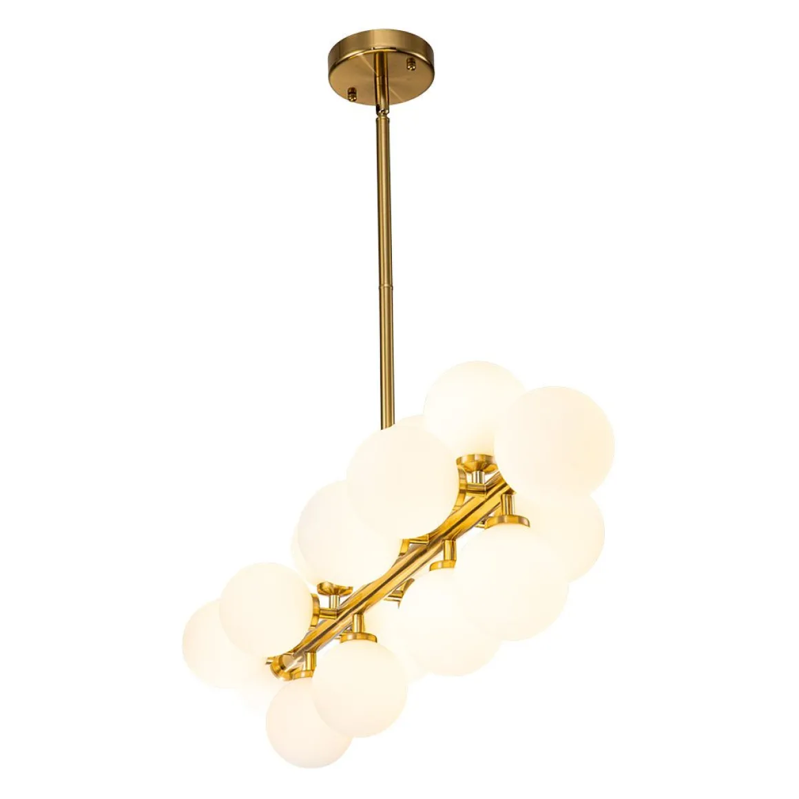 16-Light Milky White Glass Globe Linear Sputnik Chandelier