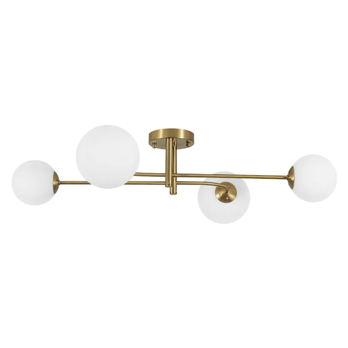 4-Light Minimalist Linear Sputnik Opal Glass Globe Semi Flush