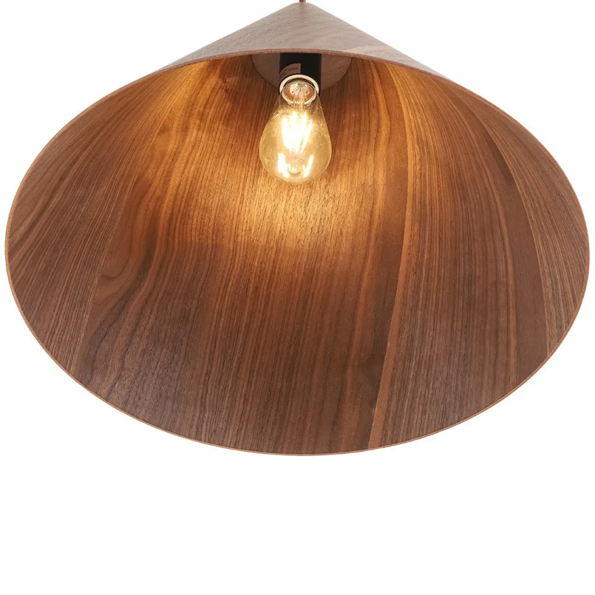 1-Light Modern Farmhouse Wood Grain Cone Kitchen Pendant
