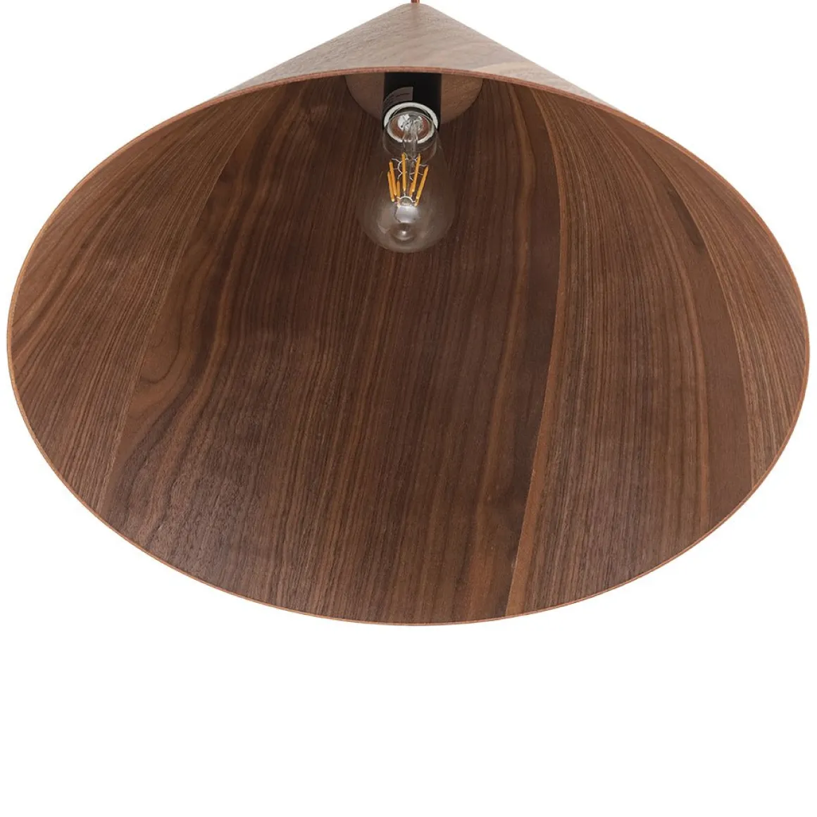 1-Light Modern Farmhouse Wood Grain Cone Kitchen Pendant