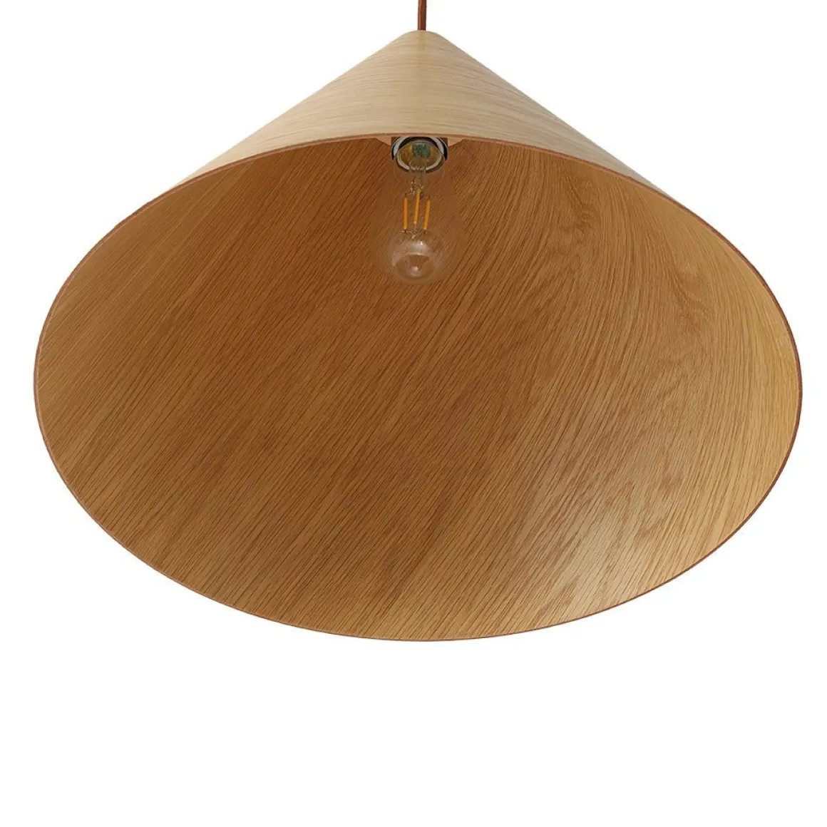 1-Light Modern Farmhouse Wood Grain Cone Kitchen Pendant