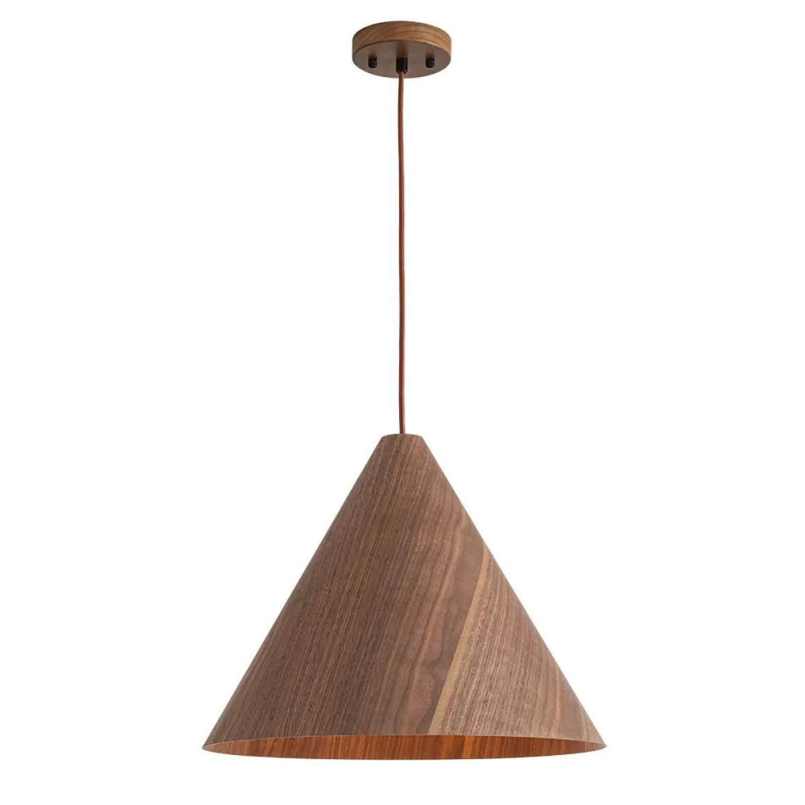 1-Light Modern Farmhouse Wood Grain Cone Kitchen Pendant