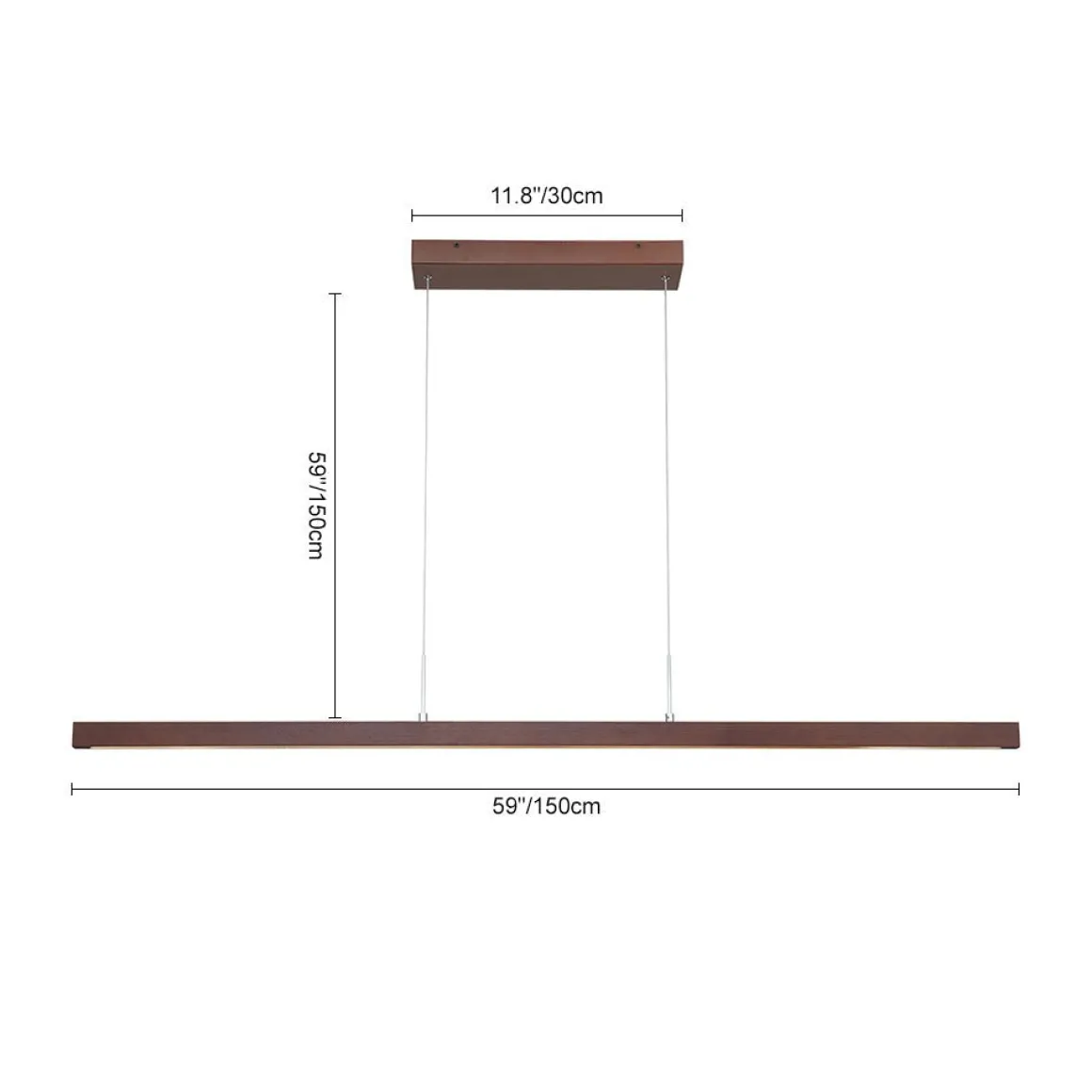 1-Light Modern Minimalist LED Wood Linear Chandelier