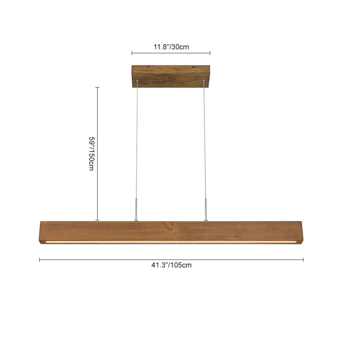 1-Light Modern Minimalist LED Wood Linear Chandelier