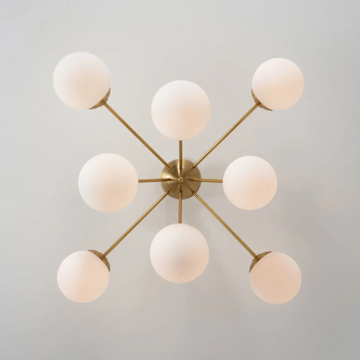8-Light Opal Glass Bubble Sputnik Semi Flush Chandelier