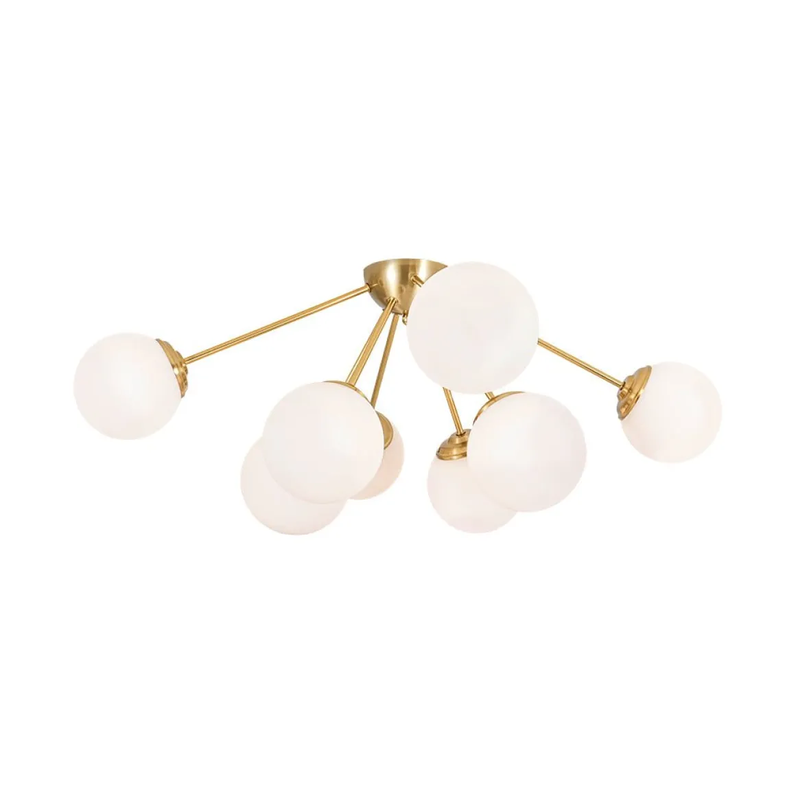 8-Light Opal Glass Bubble Sputnik Semi Flush Chandelier
