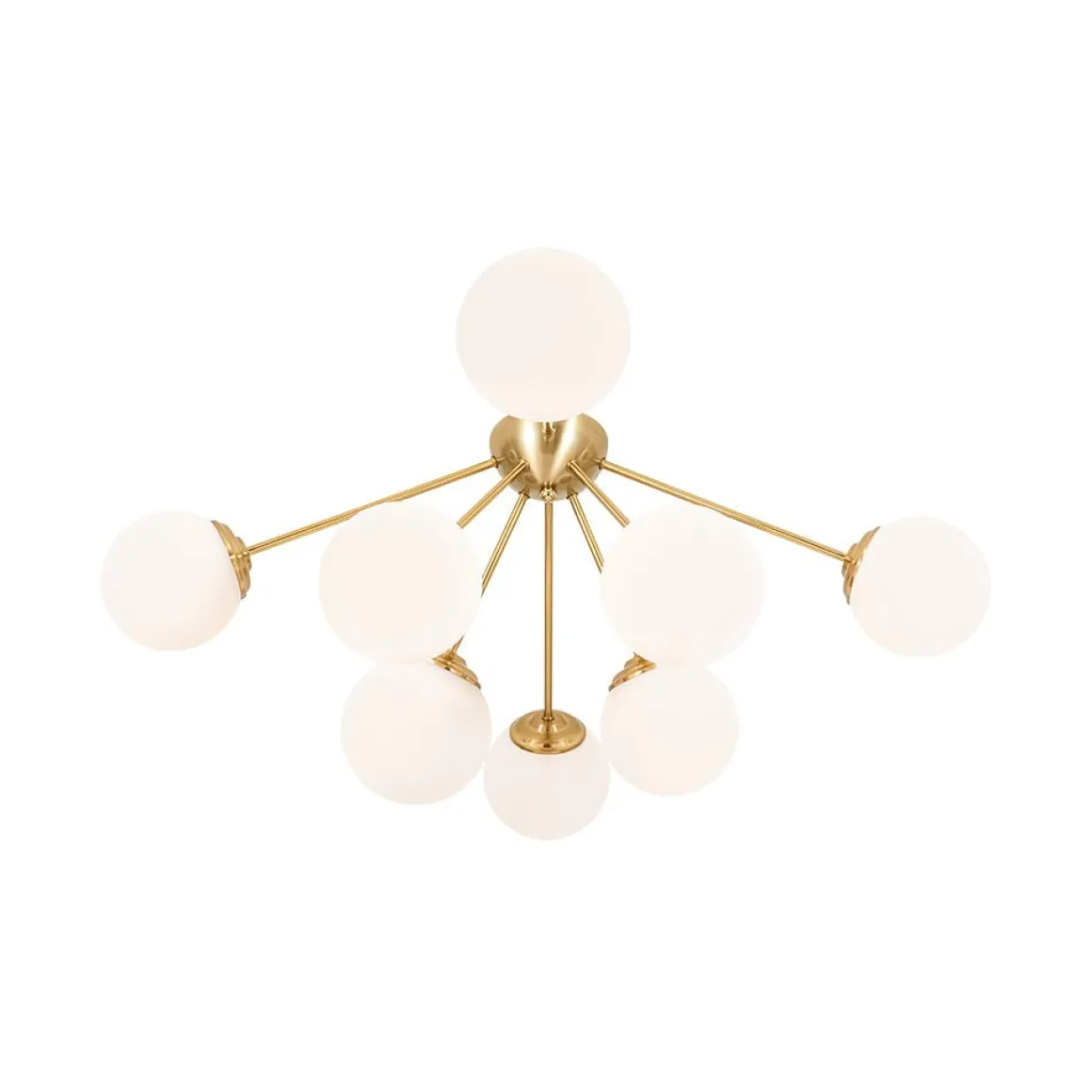 8-Light Opal Glass Bubble Sputnik Semi Flush Chandelier