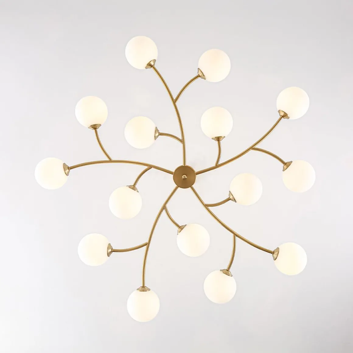 15-Light Opal Glass Globe Bubble Sputnik Branch Chandelier