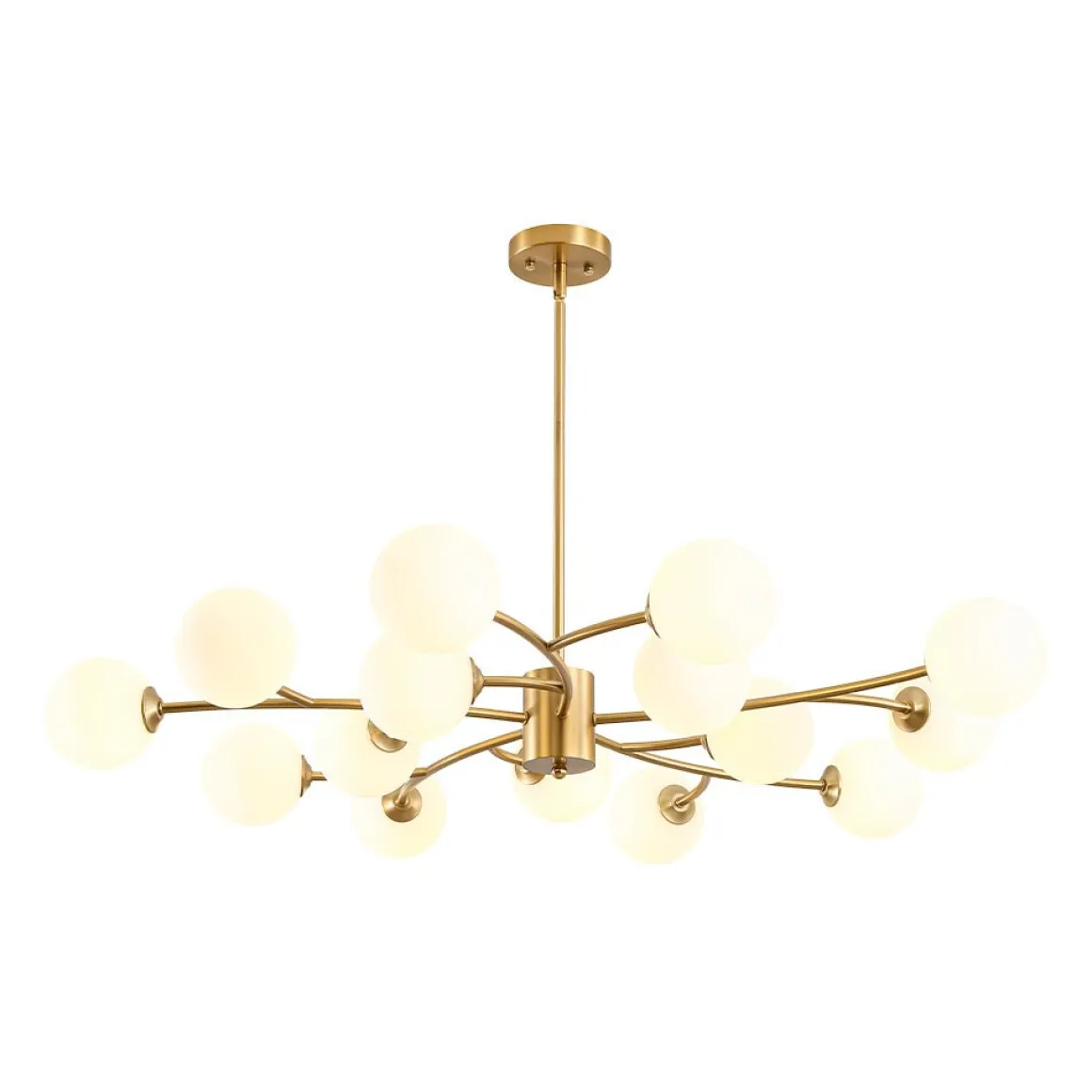 15-Light Opal Glass Globe Bubble Sputnik Branch Chandelier
