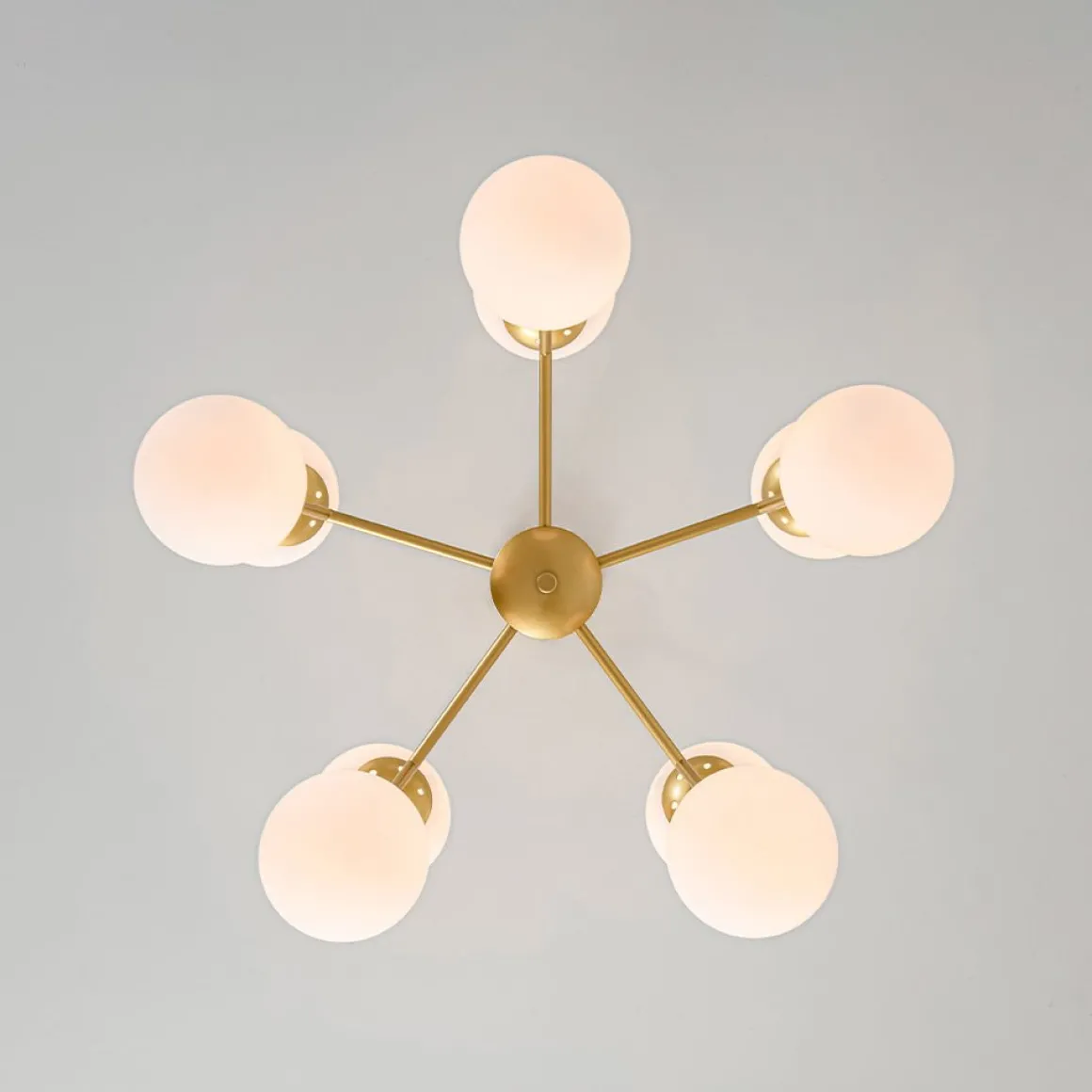 10-Light Opal Glass Globe Bubble Sputnik Branch Chandelier