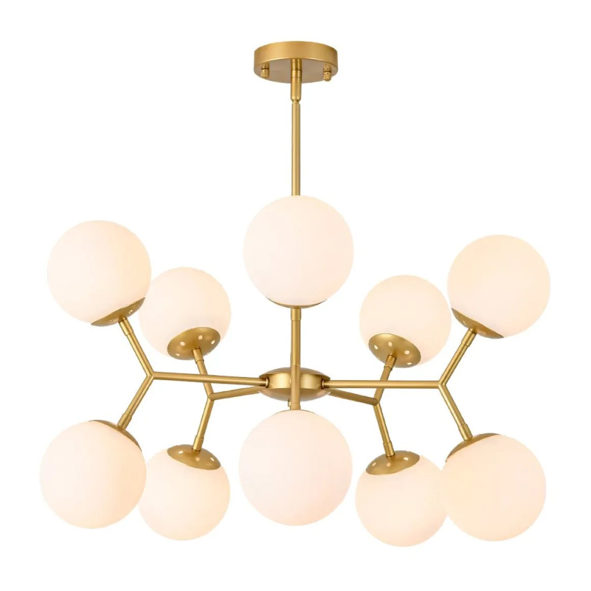 10-Light Opal Glass Globe Bubble Sputnik Branch Chandelier