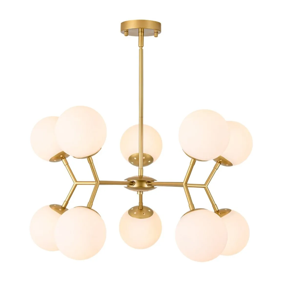 10-Light Opal Glass Globe Bubble Sputnik Branch Chandelier